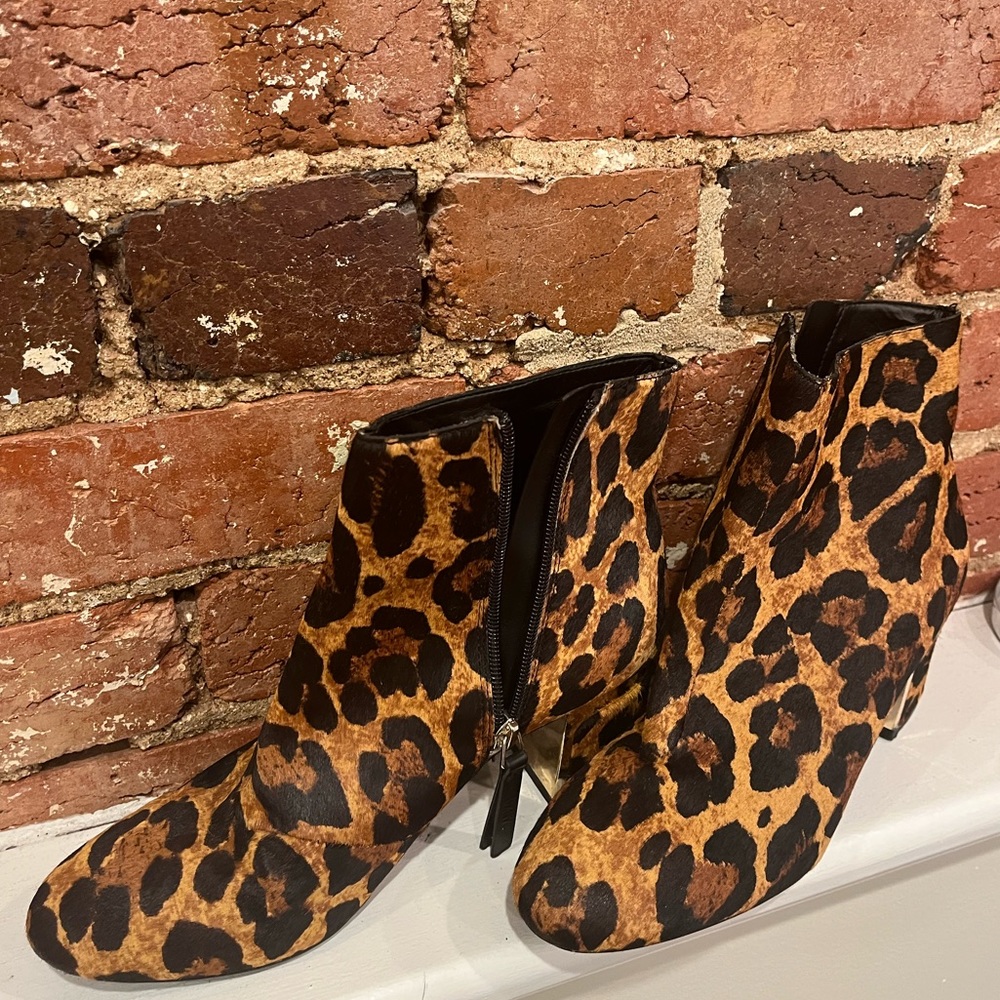Never worn leopard print booties